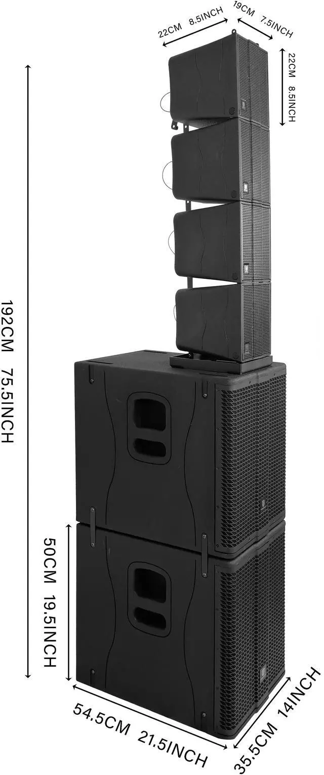 Alt view image 5 of 7 - PRORECK Stage Pro 12 8000W Powerful PA Speaker System with 4 Line Array Speakers, Dual 12" Subwoofer, 3 DSP Presets, TWS Bluetooth, Sound, Ideal for DJs, Weddings, Meetings, Live Events