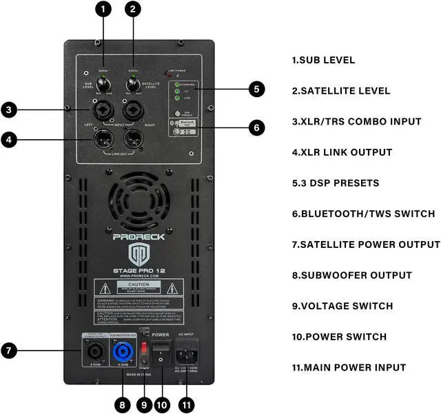 Alt view image 2 of 7 - PRORECK Stage Pro 12 8000W Powerful PA Speaker System with 4 Line Array Speakers, Dual 12" Subwoofer, 3 DSP Presets, TWS Bluetooth, Sound, Ideal for DJs, Weddings, Meetings, Live Events