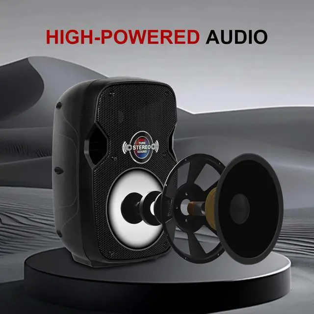 Alt view image 6 of 7 - PRORECK Impact 8 8-Inch Stereo Speakers, 600W Peak Power Bluetooth PA Speaker System with Wired Microphone, Speaker Stands & Remote  Portable DJ Speaker for Parties, Events, Karaoke, Outdoor Use