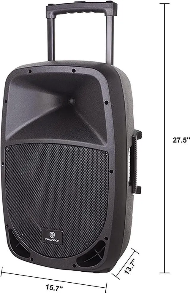 Alt view image 5 of 6 - PRORECK Freedom 15" 800W 2-Way Powered PA Speaker w/ Speaker Stand & Wireless Mics - Rechargeable, Bluetooth, USB/SD Reader, FM Radio, Remote