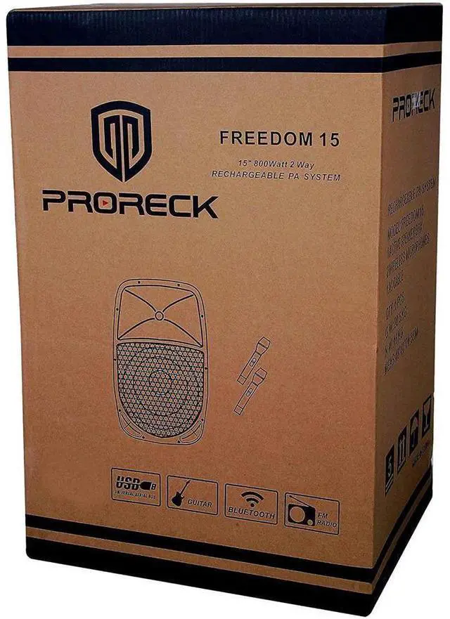 Alt view image 6 of 6 - PRORECK Freedom 15" 800W 2-Way Powered PA Speaker w/ Speaker Stand & Wireless Mics - Rechargeable, Bluetooth, USB/SD Reader, FM Radio, Remote