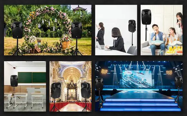 Alt view image 7 of 7 - PRORECK Party 12 1000W Powered PA Speaker System Combo w/ Bluetooth, USB/SD/FM, Remote and speaker Stands - 12" 2-Way (Pair)