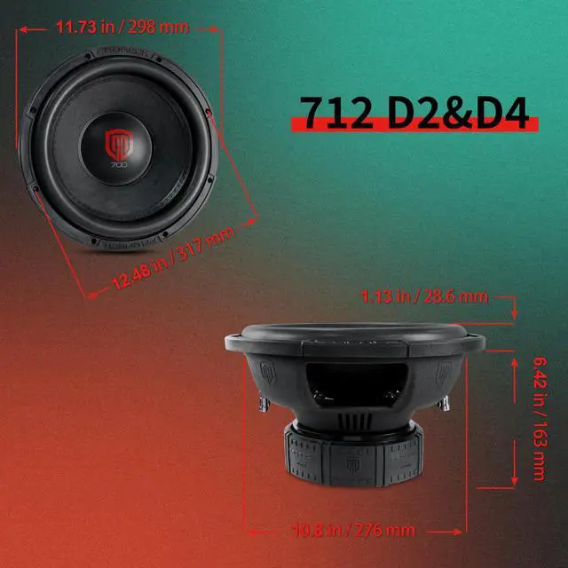Alt view image 5 of 6 - PRORECK Car Subwoofer 7Series 12Inch 1800W Max,800W RMS, Dual Voice Coil, Subwoofer for Car Audio Systems(1 Pair) (12Dual 4Ohm x 2)