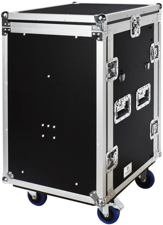 Alt view image 3 of 6 - PRORECK 16U Rack/Road Case with Slant Mixer Top, One Side Table and Casters, 20'' Rackable Depth, Plywood, 16U Installation Size, Pro Stage Performance