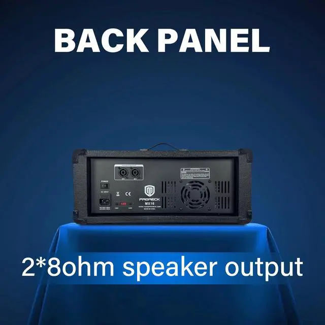 Alt view image 5 of 5 - PRORECK Delta 156 2000W Bluetooth PA Speaker System with 6-Channel Powered Mixer, 2 15-Inch Passive Speakers, Stands, Reverb Effects, 15V Phantom Power. Perfect for DJs, Bands, Karaoke, Live Events.