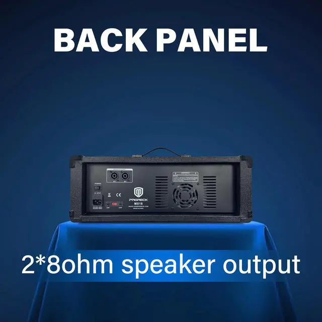 Alt view image 3 of 6 - PRORECK Delta 158 2400W Bluetooth PA Speaker System with 8-Channel Powered Mixer, 2 15-Inch Passive Speakers, Stands, Reverb Effects, 15V Phantom Power. Perfect for DJs, Bands, Karaoke, Live Events.