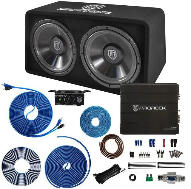 Main image of PRORECK PR-122M 1500W Dual 12" Car Subwoofer Enclosure Audio with Subwoofer,Mono Block Amplifier and Wiring Installation Kit