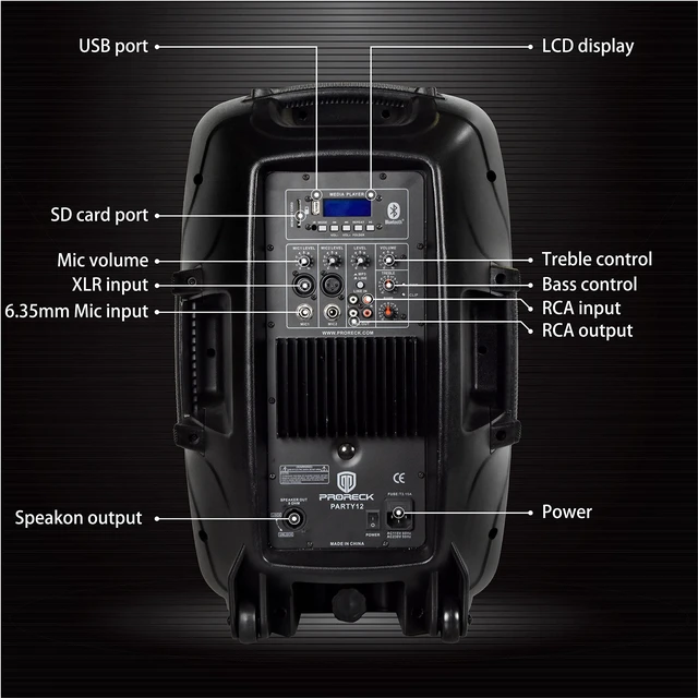 Alt view image 2 of 7 - PRORECK Party 12 12-Inch 1800W 2-Way Powered PA Speaker System Combo Set with Bluetooth/USB Drive/SD Card/FM/Remote Control/Speaker Stands for Indoor, Outdoor DJ Parties, Personal Gatherings, Karaoke