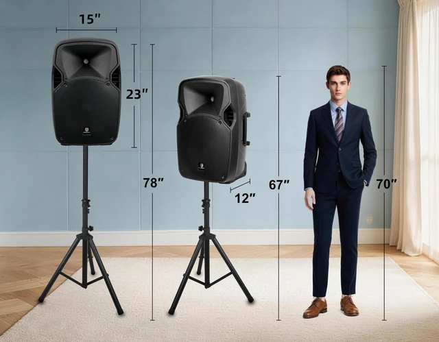 Alt view image 7 of 7 - PRORECK Party 12 12-Inch 1800W 2-Way Powered PA Speaker System Combo Set with Bluetooth/USB Drive/SD Card/FM/Remote Control/Speaker Stands for Indoor, Outdoor DJ Parties, Personal Gatherings, Karaoke
