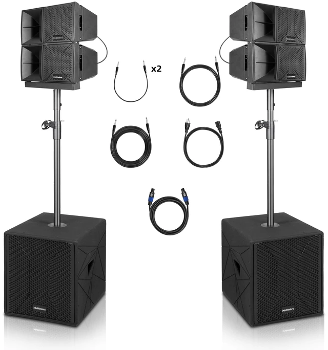 Main image of PRORECK Stage 215 7000W PA System, Dual 15" Subwoofers, 4x6.5 Line Array