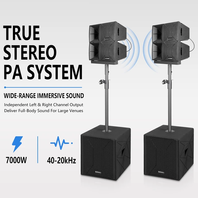 Alt view image 2 of 7 - PRORECK Stage 215 7000W PA System, Dual 15" Subwoofers, 4x6.5 Line Array