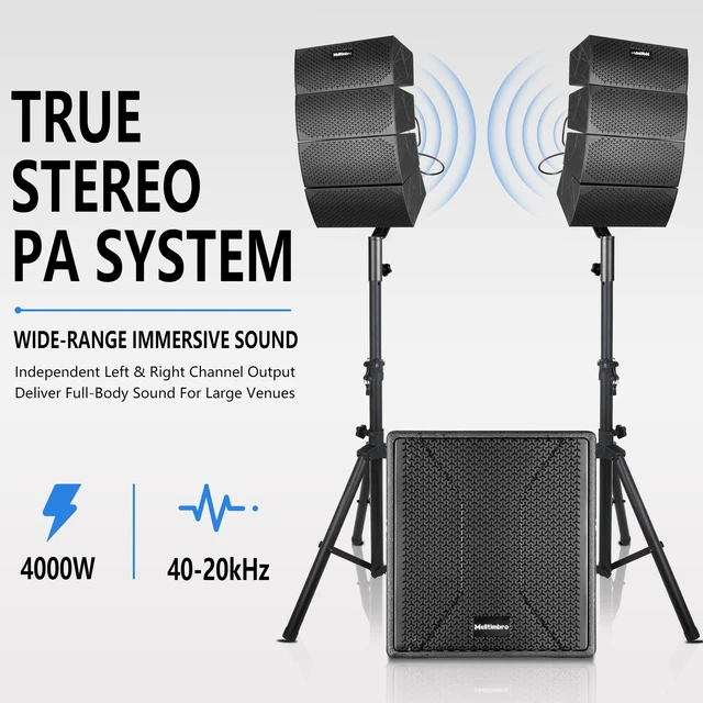 Alt view image 2 of 6 - PRORECK Stage 15 4000W Powered DJ PA System, 15'' Subwoofer, 8 Line Array
