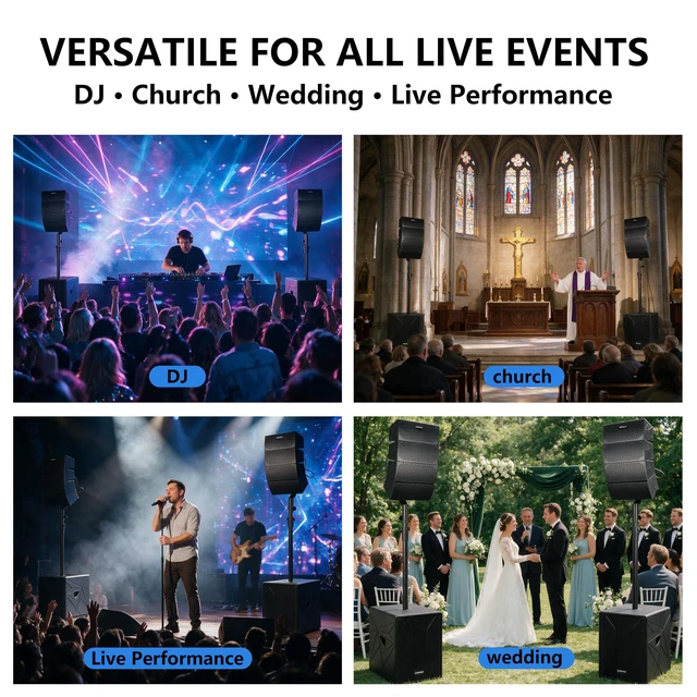 Alt view image 7 of 7 - PRORECK Stage 212 5000W P.M.P.O PA System, Dual 12" Subwoofers 8 Line Array