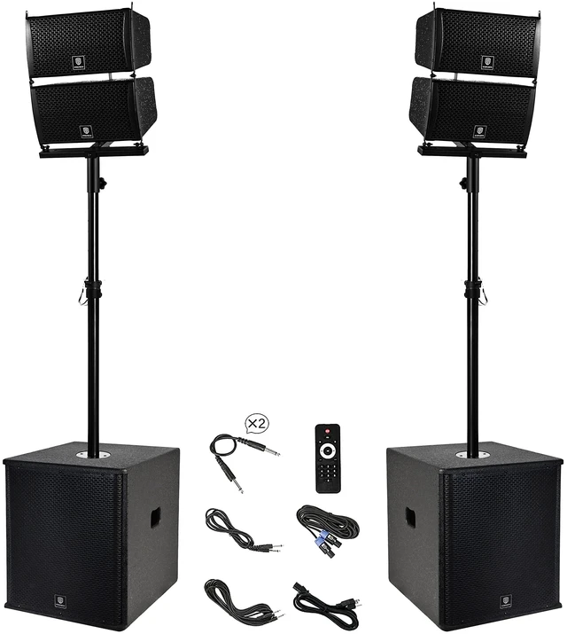 Main image of PRORECK Club 6000 15-inch 6000W P.M.P.O Stereo PA Speaker System Combo Set 4 Line Array Speakers, 2 15-inch Subwoofers with Bluetooth/USB Read/SD Card/Remote Control, for Party DJ Wedding Meeting