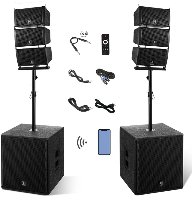 Main image of PRORECK Club 8000W P.M.P.O Powered PA Speaker System, 6 Line Array Speakers & 2PCS 18 Inch Subwoofers, Bluetooth USB SD Card Audio System with Remote Control for Wedding Church Conference Stage Party