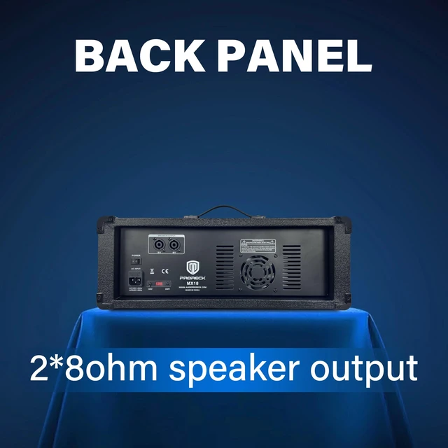 Alt view image 4 of 7 - PRORECK Delta 128 2400W Bluetooth PA Speaker System with 8-Channel Powered Mixer, 2 12-Inch Passive Speakers, Stands, Reverb Effects, 15V Phantom Power. Perfect for DJs, Bands, Karaoke, Live Events