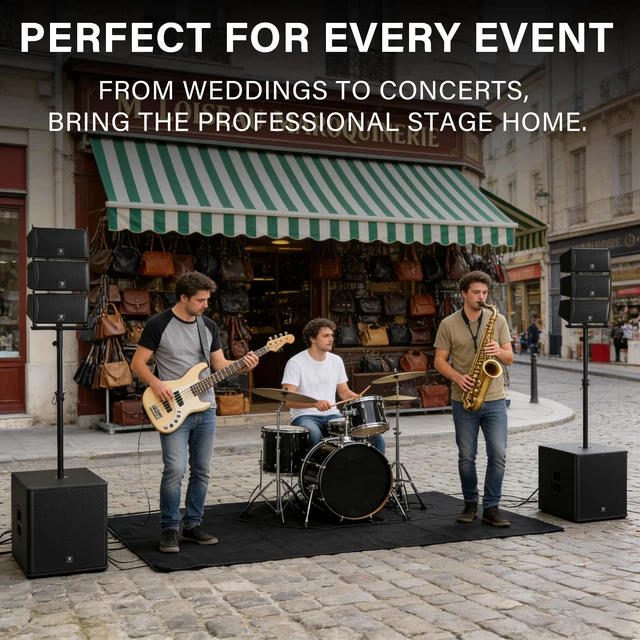 Alt view image 5 of 7 - PRORECK Club 8000W P.M.P.O Powered PA Speaker System, 6 Line Array Speakers & 2PCS 18 Inch Subwoofers, Bluetooth USB SD Card Audio System with Remote Control for Wedding Church Conference Stage Party
