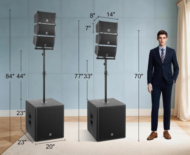 Alt view image 6 of 7 - PRORECK Club 8000W P.M.P.O Powered PA Speaker System, 6 Line Array Speakers & 2PCS 18 Inch Subwoofers, Bluetooth USB SD Card Audio System with Remote Control for Wedding Church Conference Stage Party