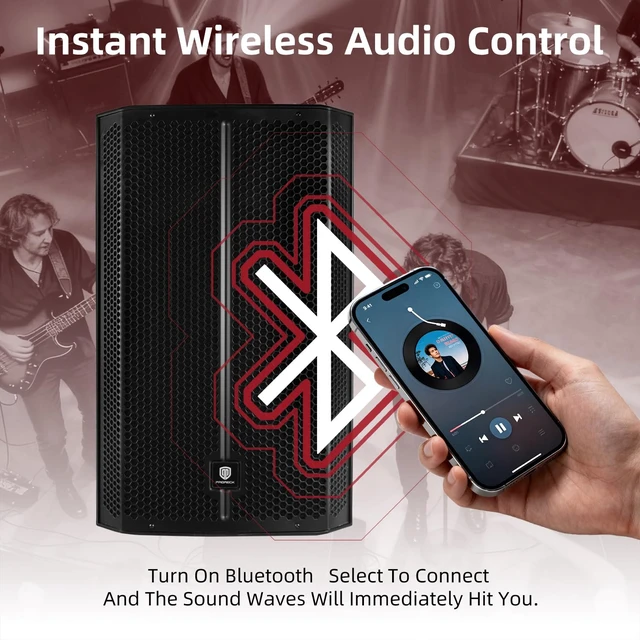 Alt view image 5 of 7 - PRORECK PR-915D 1500W Powered Bluetooth PA Speaker, 15-Inch 3-Channel DSP Speaker with Wireless TWS Pairing, for DJ, Live Sound, Party, and Stage Performance