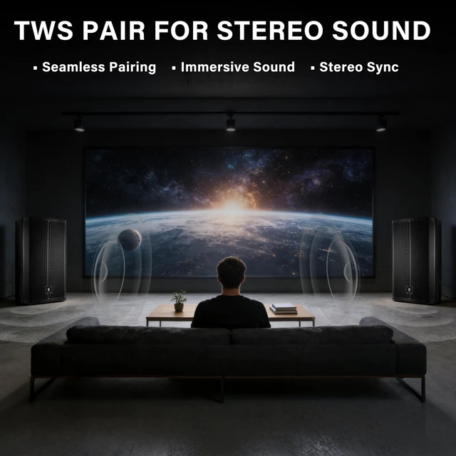 Alt view image 7 of 7 - PRORECK PR-915D 1500W Powered Bluetooth PA Speaker, 15-Inch 3-Channel DSP Speaker with Wireless TWS Pairing, for DJ, Live Sound, Party, and Stage Performance