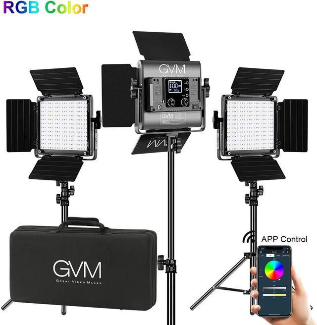 GVM RGB LED Video Lighting Kit, 800D Studio Video Lights with APP Control,  Film lights Kit for  Photography Lighting, 3 Packs Led Light Panel,  Gaming, Conference, 8 Scene Lights, CRI 97+ 