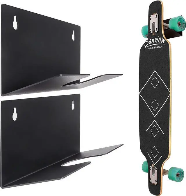 Main image of MIUONO 2 Pack Skateboard Wall Mount, Skateboard Rack Wall Hanger for Storage Display, Heavy Duty Design