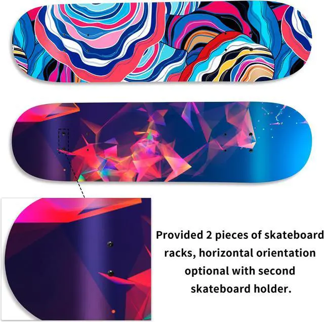Alt view image 4 of 7 - MIUONO Skateboard Wall Mount, Skateboard Deck Holder Wall Display Shelf