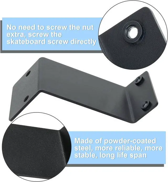 Alt view image 3 of 7 - MIUONO 4 Pack Skateboard Wall Mount, Skateboard Deck Holder Wall Display Shelf