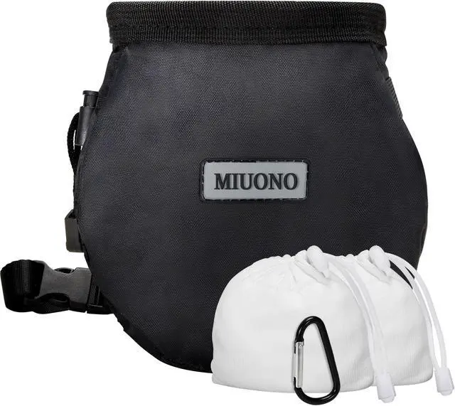 Main image of MIUONO Chalk Bag with 2 Chalk Balls, Belt, Carabiner Clip, Brush Loop and Zippered Pocket for Climbing, Bouldering, Gymnastics, Cross Fit and Lifting