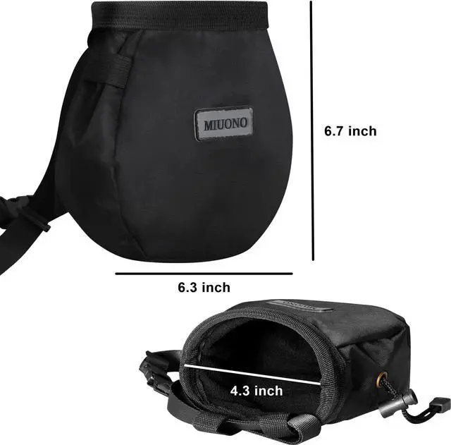 Alt view image 3 of 7 - MIUONO Chalk Bag with 2 Chalk Balls, Belt, Carabiner Clip, Brush Loop and Zippered Pocket for Climbing, Bouldering, Gymnastics, Cross Fit and Lifting