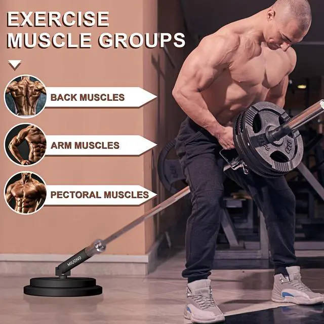 Alt view image 5 of 7 - MIUONO Landmine Attachment for Barbell, T Bar Row Attachment Fit for 2" Olympic Bar, Full 360° Swivel for Back or Full-Body Workout Home Gym Equipment