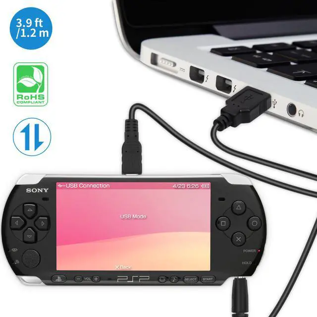 Alt view image 4 of 7 - FunTurbo PSP Charger Cable, PlayStation Portable Charger PSP Power Cord for Charging Sony PSP 1000 2000 3000 USB Data Cable & Charging Cord 2-in-1 (2 Pack)