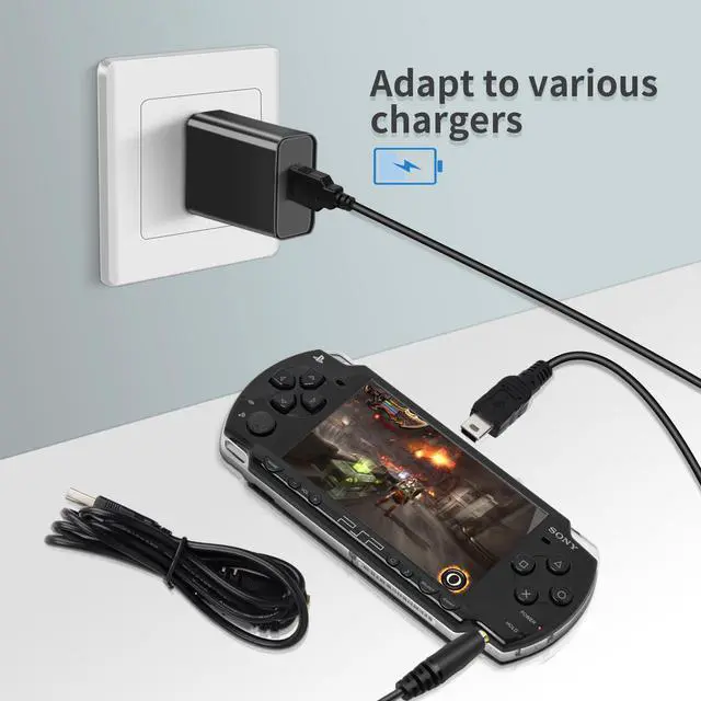 Alt view image 5 of 7 - FunTurbo PSP Charger Cable, PlayStation Portable Charger PSP Power Cord for Charging Sony PSP 1000 2000 3000 USB Data Cable & Charging Cord 2-in-1 (2 Pack)