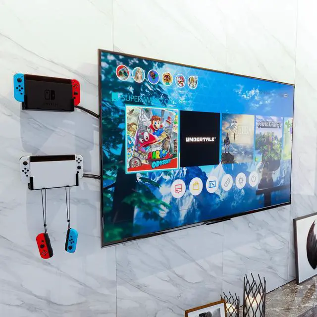 Alt view image 5 of 7 - Funturbo Wall Mount for Nintendo Switch, Wall Mount Kit Switch Mounting Bracket Compatible with Nintendo Switch OLED and Original 2-in-1