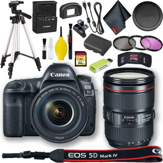 Alt view image 8 of 10 - Canon EOS 5D Mark IV DSLR Camera with 24-105mm f/4L II Lens (Intl Model) + 64GB Standard Bundle