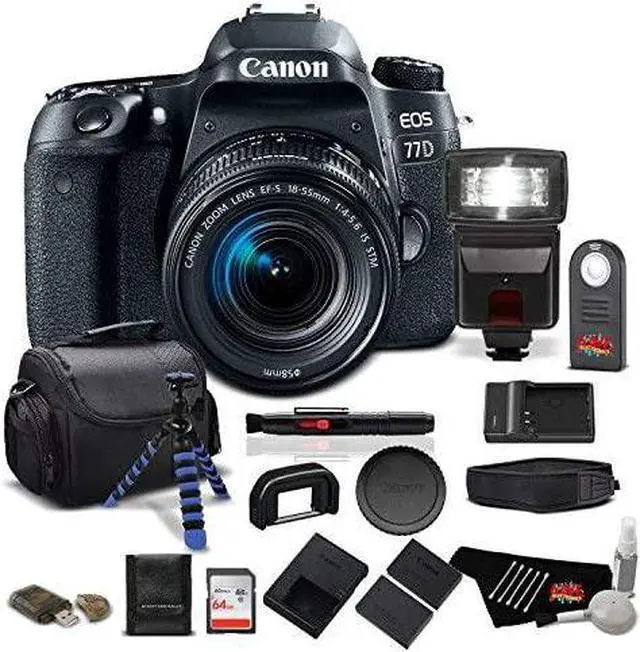 Alt view image 9 of 9 - Canon EOS 77D DSLR Camera with 18-55mm Zoom Lens 24.2 MP CMOS - Pro Bundle - (Intl Model)
