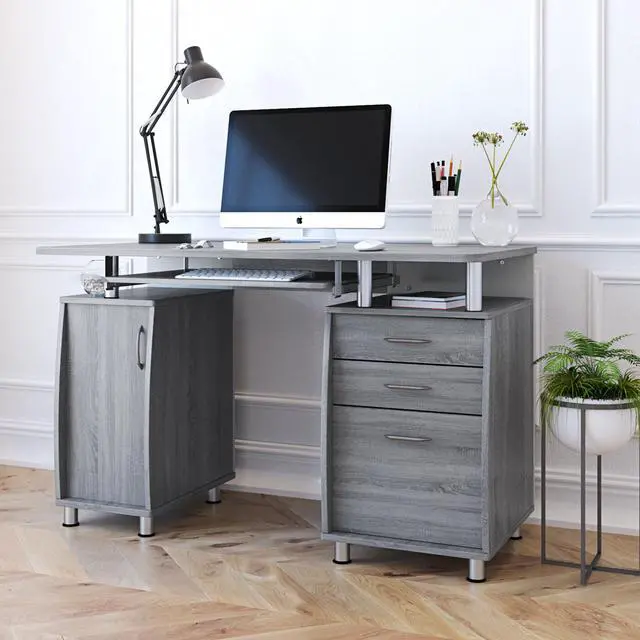 Alt view image 17 of 19 - Techni Mobili Computer Desk with Storage, Grey