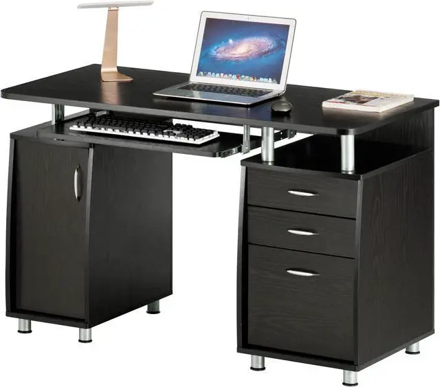 Alt view image 5 of 7 - Techni Mobili Complete Workstation Computer Desk with Storage, Espresso - OEM