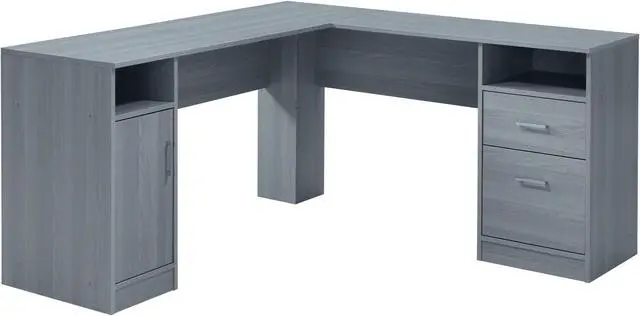 Main image of Techni Mobili Functional L-Shape Desk with Storage, Grey