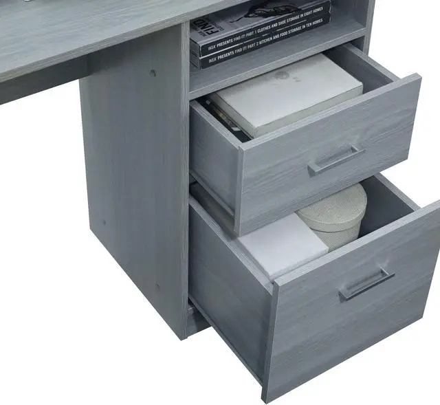 Alt view image 7 of 12 - Techni Mobili Functional L-Shape Desk with Storage, Grey
