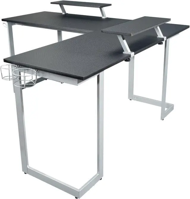 Alt view image 2 of 7 - Techni Sport Warrior L-Shaped Gaming Desk, Black