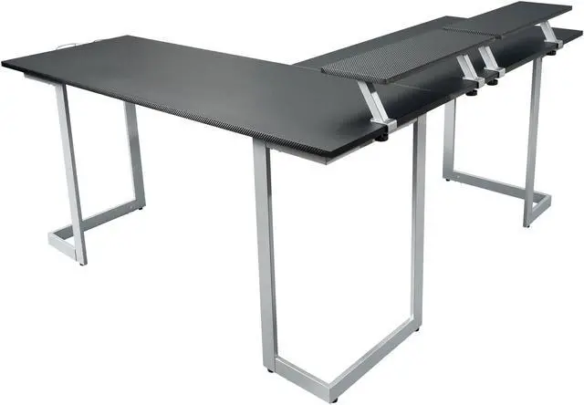 Alt view image 3 of 7 - Techni Sport Warrior L-Shaped Gaming Desk, Black