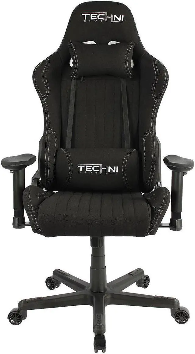 Alt view image 11 of 20 - Gaming Chair - Techni Sport TS-F44 - BLACK Fabric Ergonomic High Back Racer Style PC / Console Video Gaming / Study
