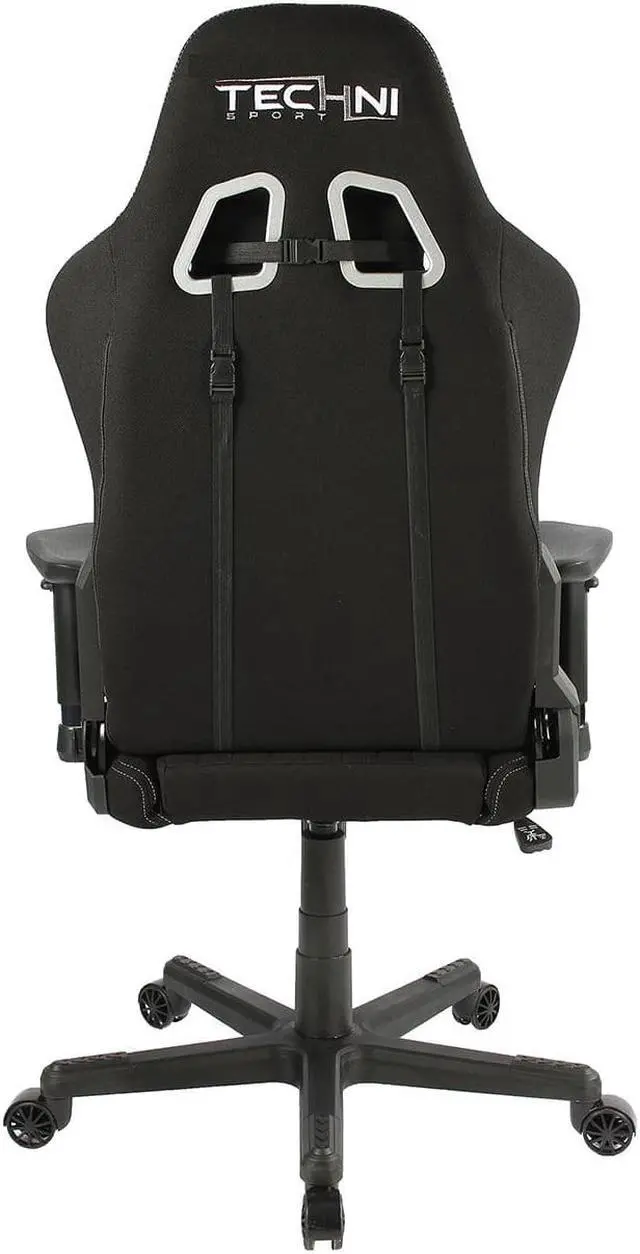 Alt view image 14 of 20 - Gaming Chair - Techni Sport TS-F44 - BLACK Fabric Ergonomic High Back Racer Style PC / Console Video Gaming / Study