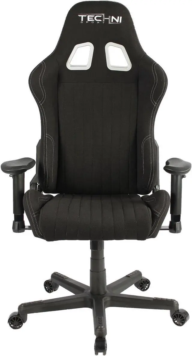 Alt view image 15 of 20 - Gaming Chair - Techni Sport TS-F44 - BLACK Fabric Ergonomic High Back Racer Style PC / Console Video Gaming / Study