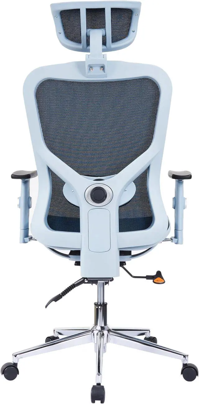 Alt view image 17 of 20 - The Techni Mobili High Back Executive Mesh Office Chair with Arms, Headrest and Lumbar Support, Blue