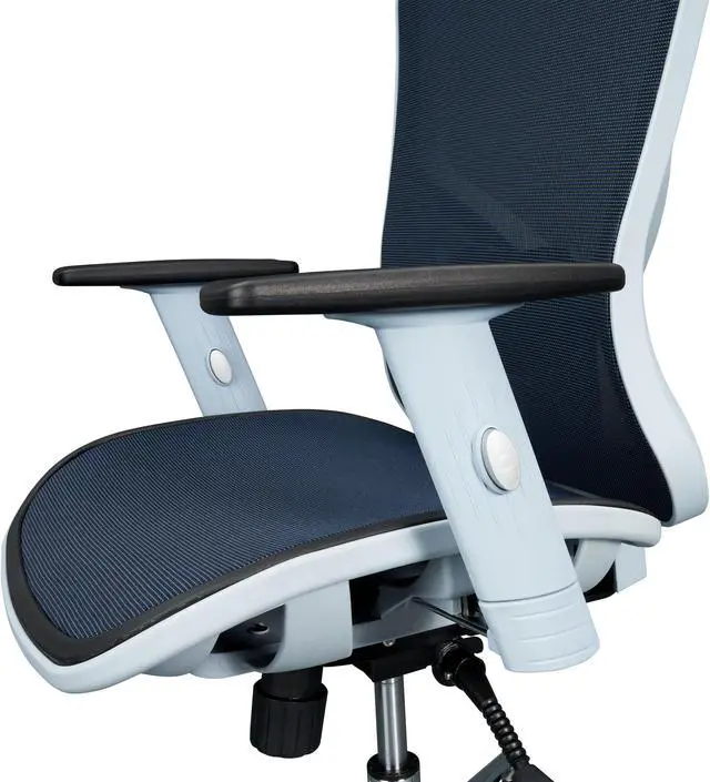 Alt view image 18 of 20 - The Techni Mobili High Back Executive Mesh Office Chair with Arms, Headrest and Lumbar Support, Blue