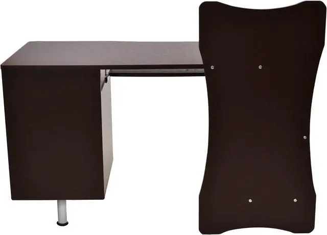 Alt view image 13 of 16 - Deluxe Stylish Ergonomic Computer Desk with Two Drawer - Chocolate