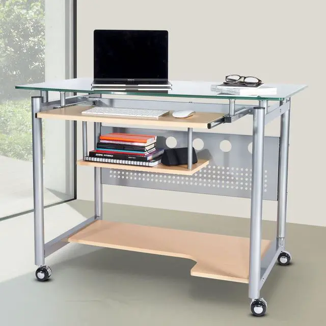Alt view image 4 of 10 - Techni Mobili Frosted Glass Top Compact Computer Workstation Desk