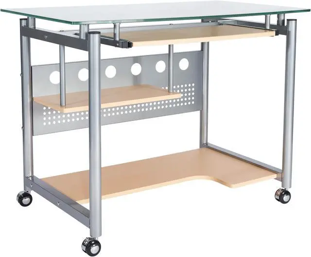 Alt view image 3 of 10 - Techni Mobili Frosted Glass Top Compact Computer Workstation Desk